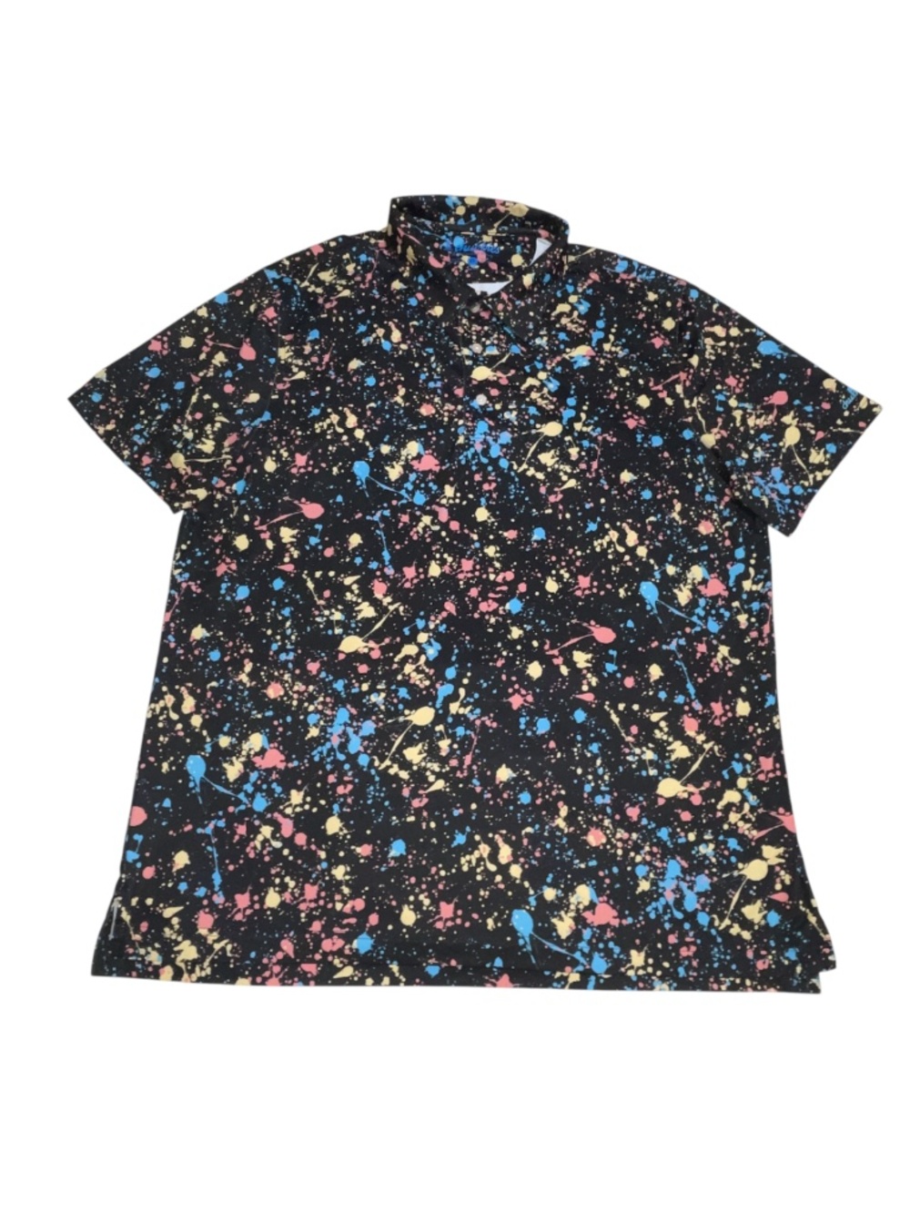 Chubbies XL Polo Shirt Mens Black Paint Splatter Performance Golf Short Sleeve